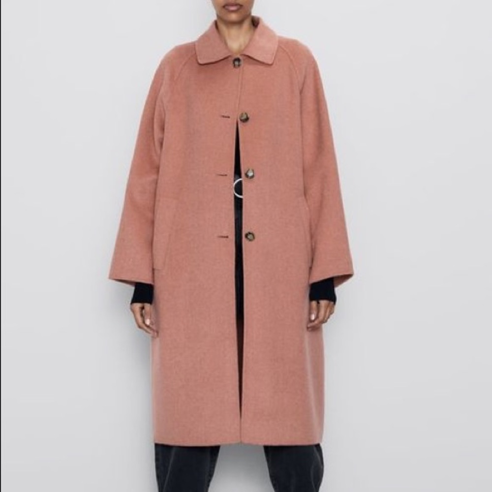 Zara Boiled Wool Pink Coat
